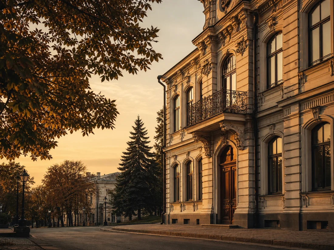 Атмосферный городской кадр Новочеркасска в тёплом вечернем свете